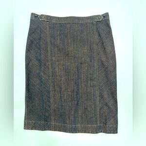 Peruvian Connection Cotton Linen Denim Metro Pencil Skirt Made in USA 8 Nwt New